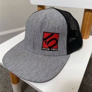 Five Ten Snapback Mesh Back Trucker Hat Gray One Size Embroidered